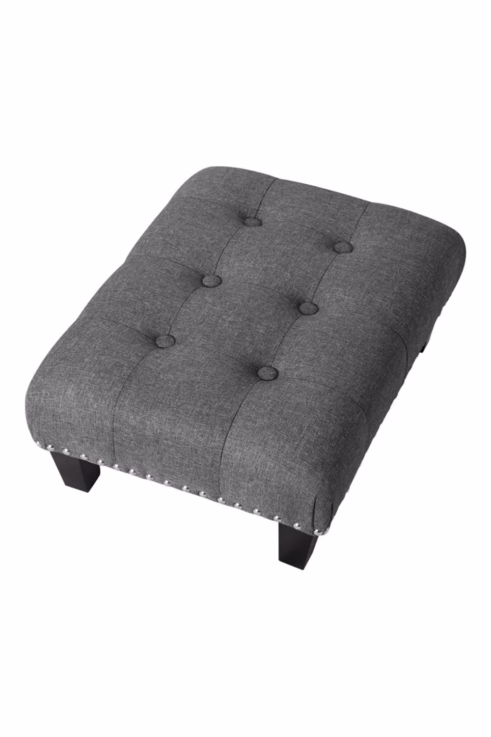 Living and Home Grey Linen Upholstered Rectangular Footstool – 2