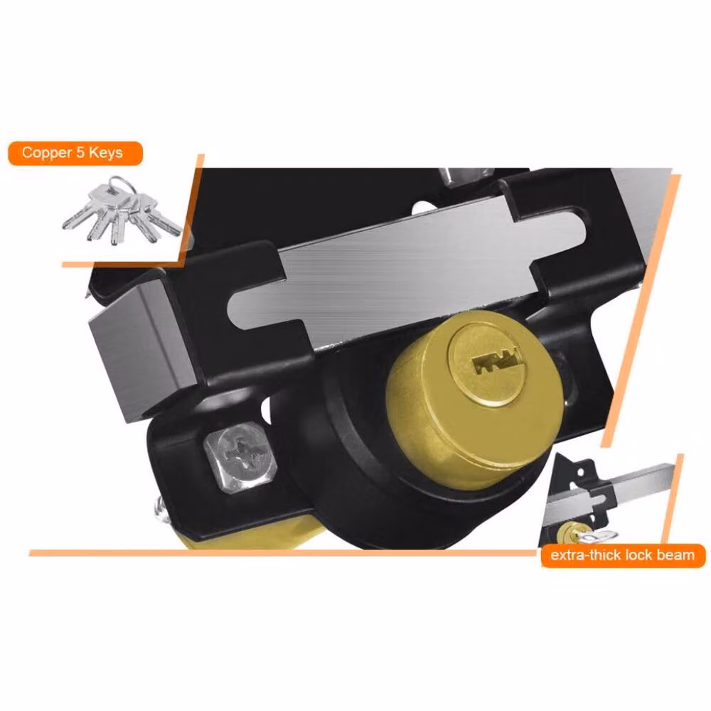 FLAVORA Grey Double Long Throw Bolt Rim Lock for Garden Gate Security, W: 1000 cm, H: 52 cm – 3