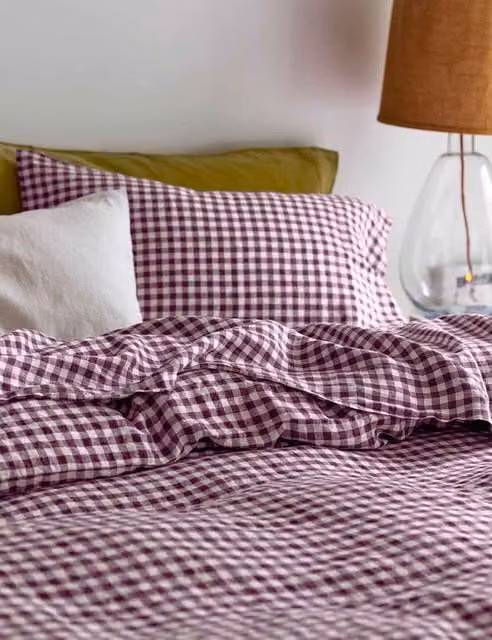 Piglet In Bed Linen Rich Checked Flat Sheet, Purple Mix, Single (3 ft)