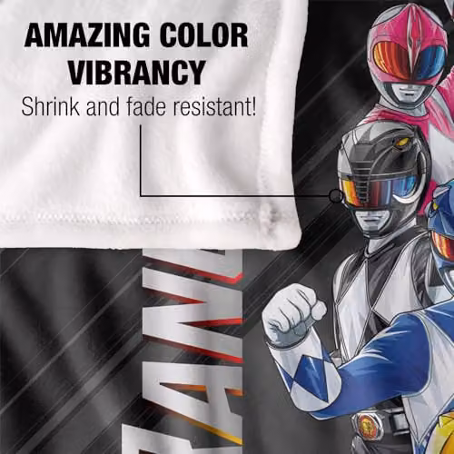 LOGOVISION Power Rangers Ranger Stack Super Soft Fleece Throw Blanket, Multicolour, W: 152 cm, D: 127 cm – 3