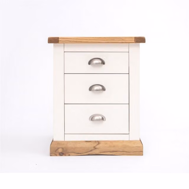 Cabinet Bits Tropea 3 Drawer Bedside Cabinet in White and Grey Ash Wood