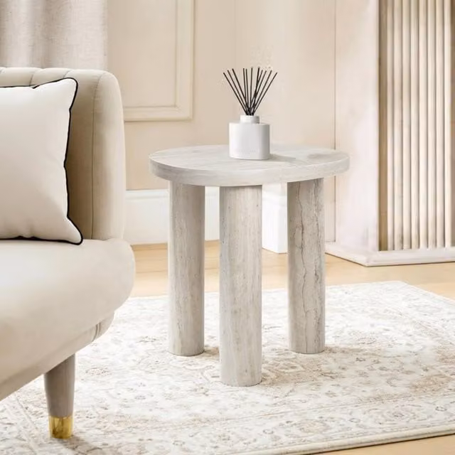 OHS Round Minimalist Side Table in Sand MDF Laminate