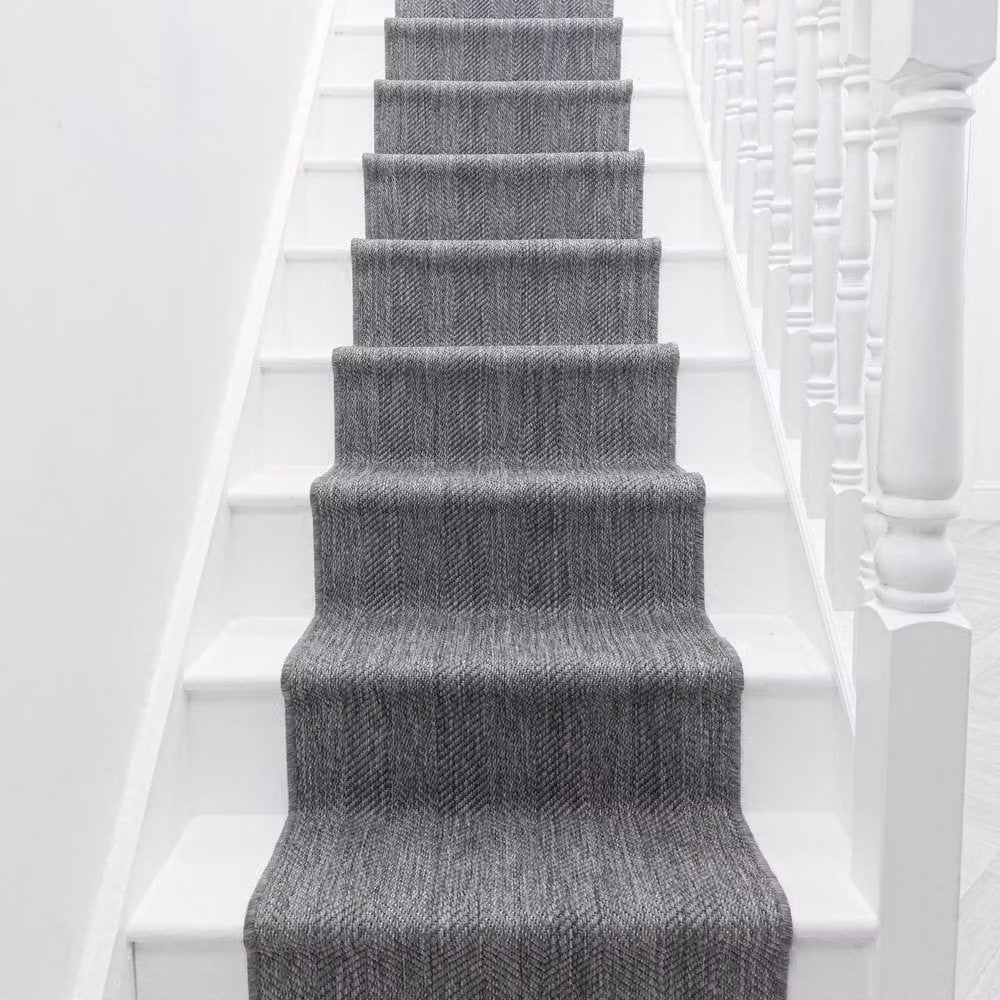 runrug Stripes Reversible Durable Stair Runner Carpet, Grey, W: 60 cm, L: 480 cm – 4