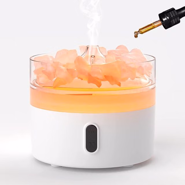 KDMD Himalayan Aroma Atomiser White Flame Effect Night Light USB Ultrasonic Tabletop Diffuser