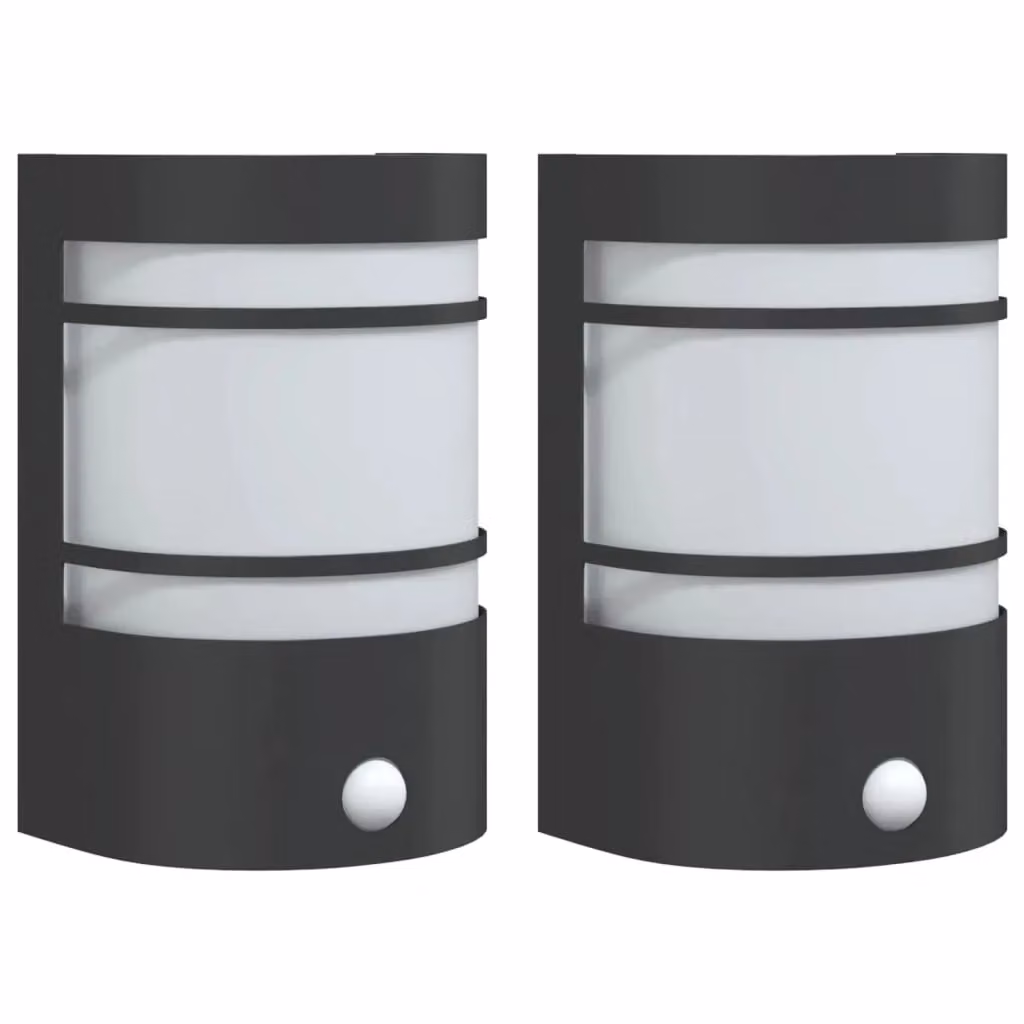 Berkfield Home Set of 2 Black Stainless Steel Outdoor Wall Lights with Motion Sensor – 2