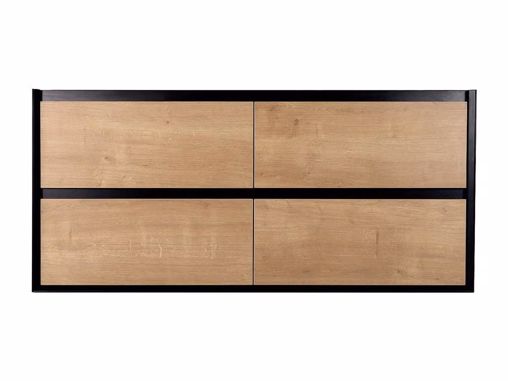 Vente-unique Industrial Wall-Mounted Vanity Unit in Light Natural and Black, W: 120 cm, D: 45.6 cm, H: 55 cm – 2