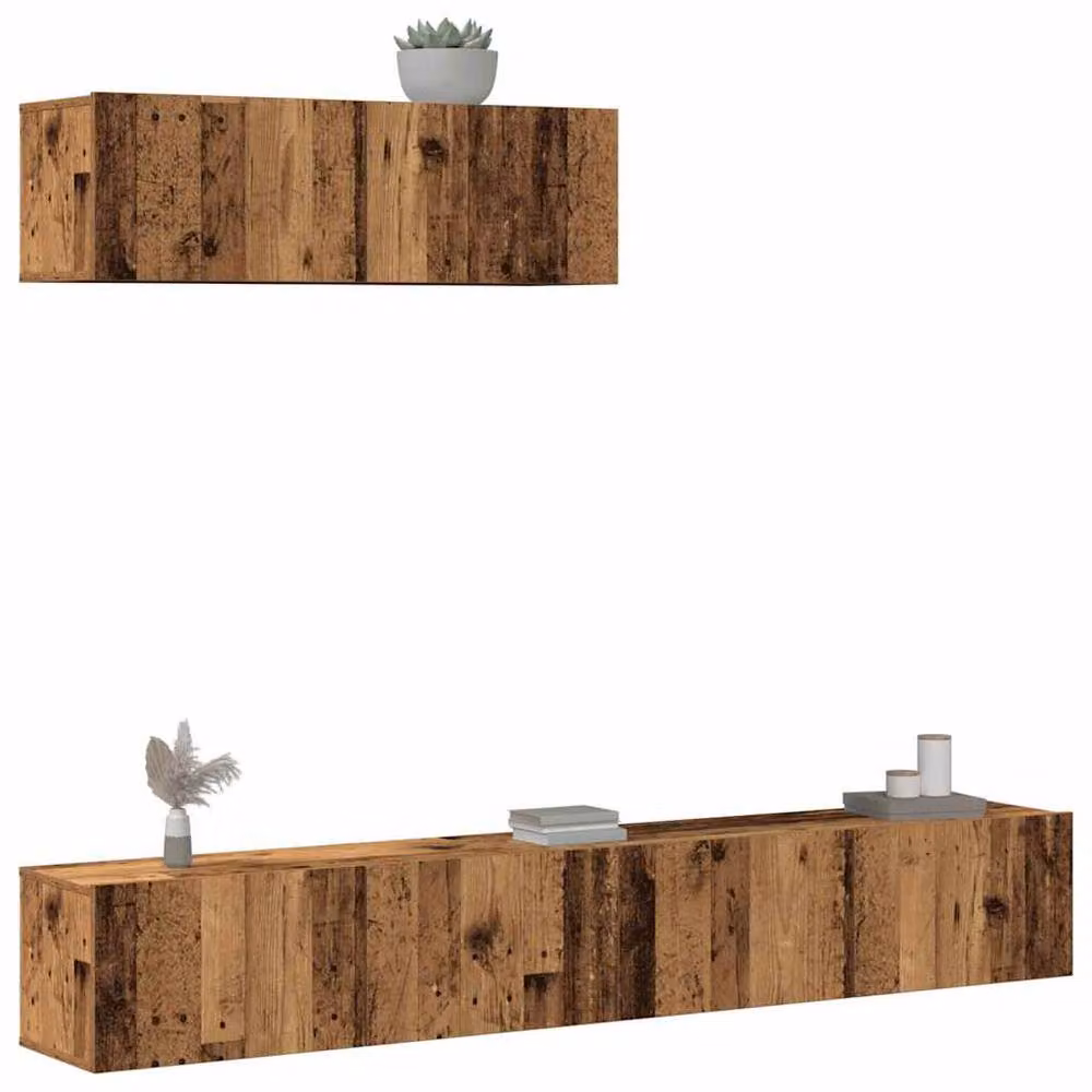 Berkfield Home Classic 3 Piece Wall-mounted TV Cabinet Set in Brown Engineered Wood – 2