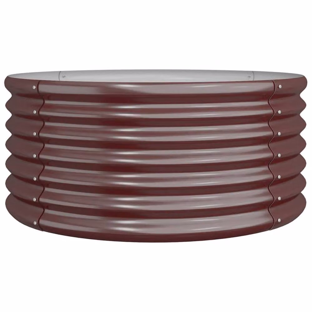 Berkfield Home Powder-coated Steel Garden Planter Tub, Brown, W/D/H: 80 x 80 x 36 cm – 2