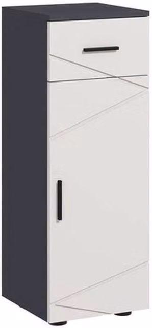 NESTLUNE Slim Freestanding Bathroom Storage Cabinet with Hinged Doors and Internal Shelves in Matt Grey