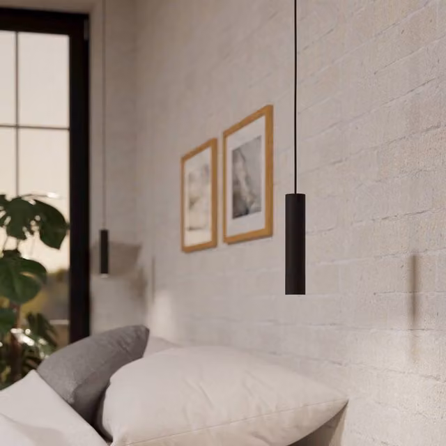 Eglo Almudaina Slim LED Single Pendant Light, Black