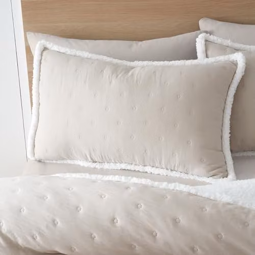 Catherine Lansfield Cosy Nori Sherpa Duvet Cover and Pillowcase Set, Beige, W/D/H: 180 x 200 cm, Pillowcases: 50 x 75 cm – 2