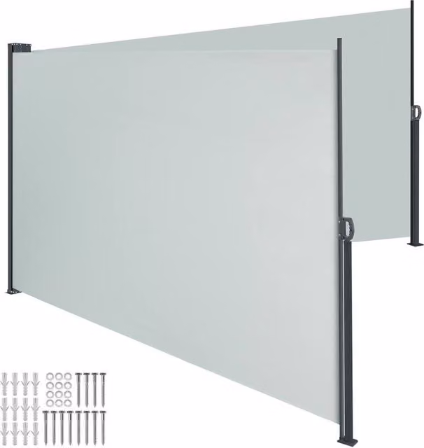 tectake Extendable Double-sided Awning with Roll-up Mechanism in Grey, Width: 160 cm