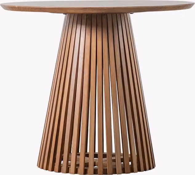 Perch & Parrow Branxton Slatted Round Acacia Wood Dining Table in Brown