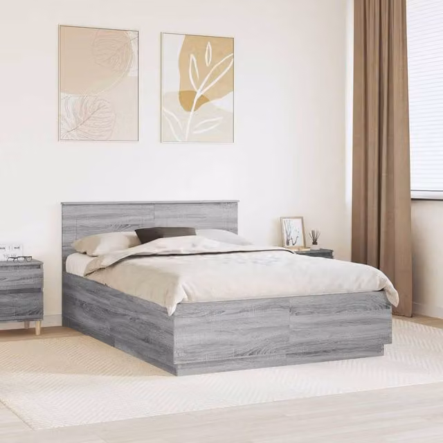 Berkfield Home Grey Sonoma Bed Frame in Engineered Wood, 160 x 200 cm