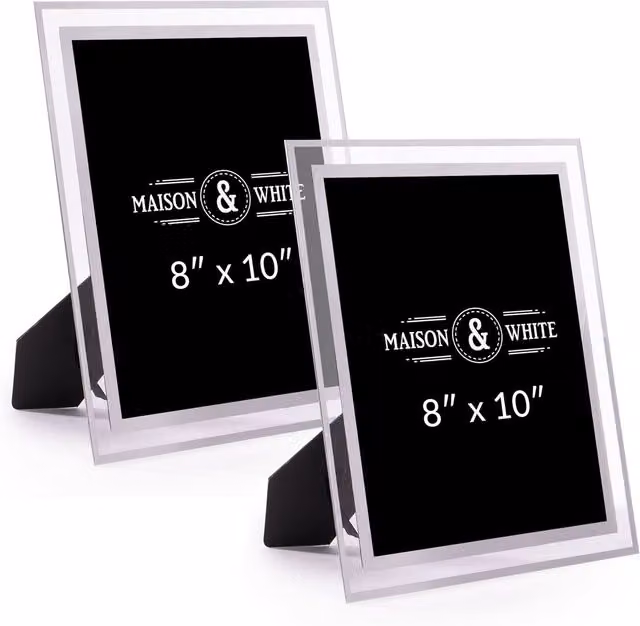 Maison & White Set of 2 Rectangular Glass Photo Frames, Transparent, W/H: 20.32 x 25.4 cm
