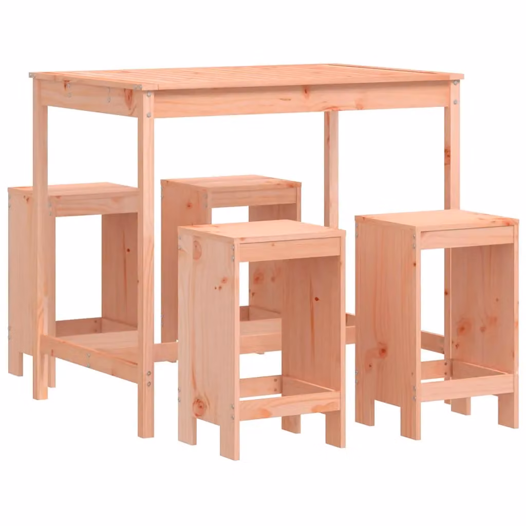 Berkfield Home 5 Piece Solid Wood Douglas Garden Bar Set in Brown – 2