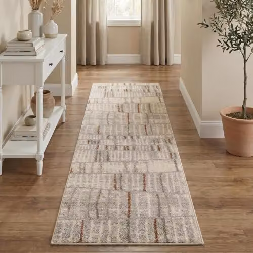 Desire Rugs Rhodes Geometric Modern Grey Runner Rug, W: 60 cm, L: 220 cm