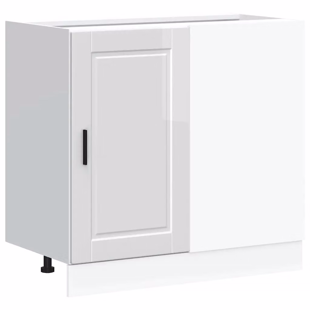 Berkfield Home Porto Modern High Gloss White Kitchen Base Unit with Hinged Doors and Internal Shelves