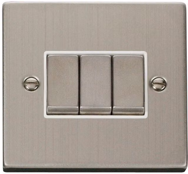 SE HOME Stainless Steel 2 Way Flush Light Switch in White and Silver