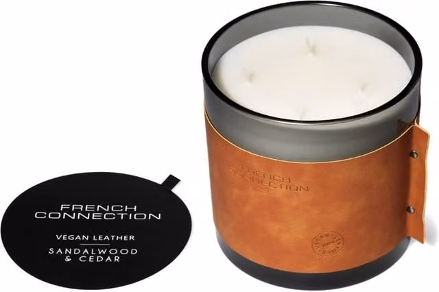 French Connection Sandalwood & Cedar Luxury 4 Wick Scented Candle, 1.46kg, Brown – 1