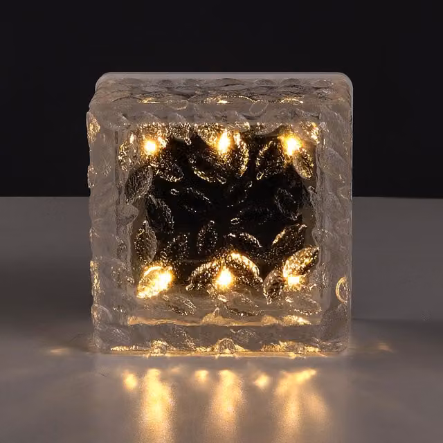 Livingandhome Outdoor Solar LED Light Brick in White and Transparent Plastic