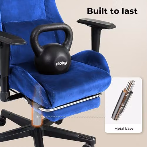 Levede Blue Ergonomic Gaming Chair for Adults with Headrest, Footrest and 360 Degree Swivel Function – 12