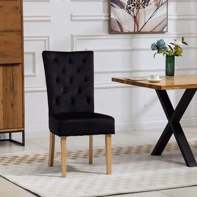 Artemis Home Pienza Velvet Dining Chairs, Set of 2, Black
