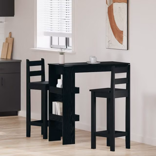 Berkfield Home Black Oak Drop Leaf Wall Bar Table, W/D/H: 102 x 55 x 103.5 cm – 1