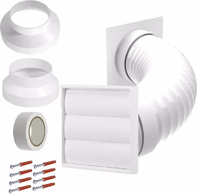 SPARES2GO Universal Air Conditioning External Wall Vent Duct Kit, White