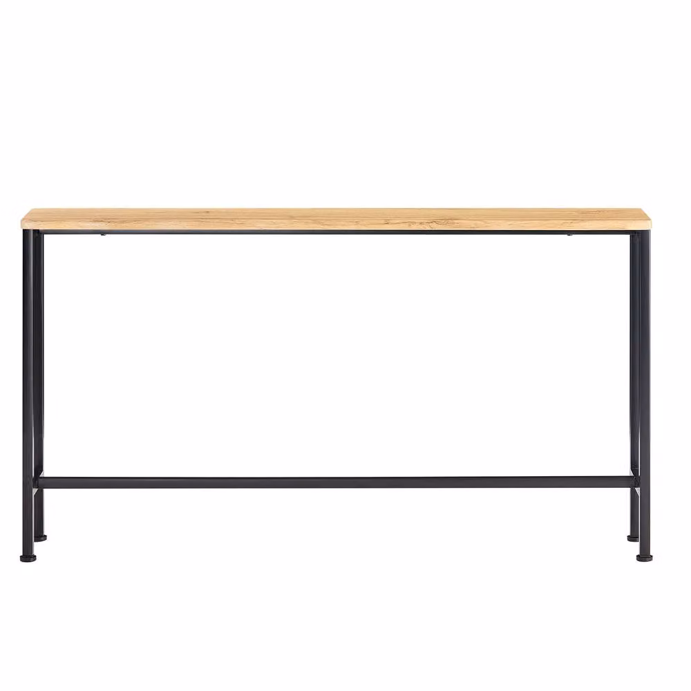 SoBuy Slim Oak Console Table with Metal Frame and Wood Top, W: 120 cm, D: 15 cm – 2