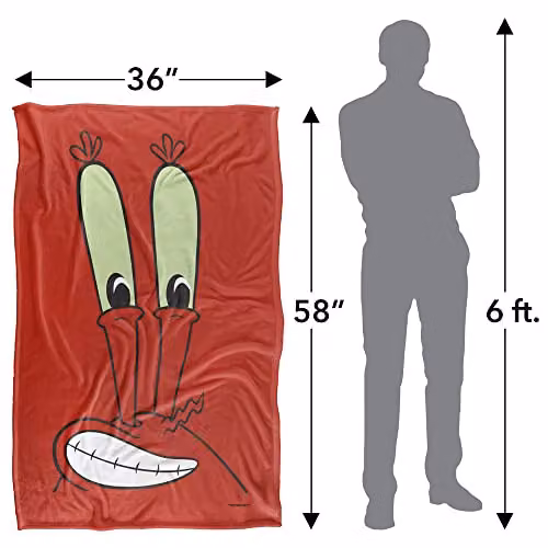 LOGOVISION Nickelodeon Spongebob Mr Krabs Face Super Soft Silky Fleece Throw Blanket, Multicolour and Red – 2