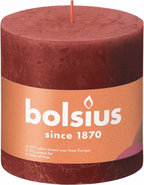 Bolsius Rustic Delicate Red Shine Pillar Candle - Red