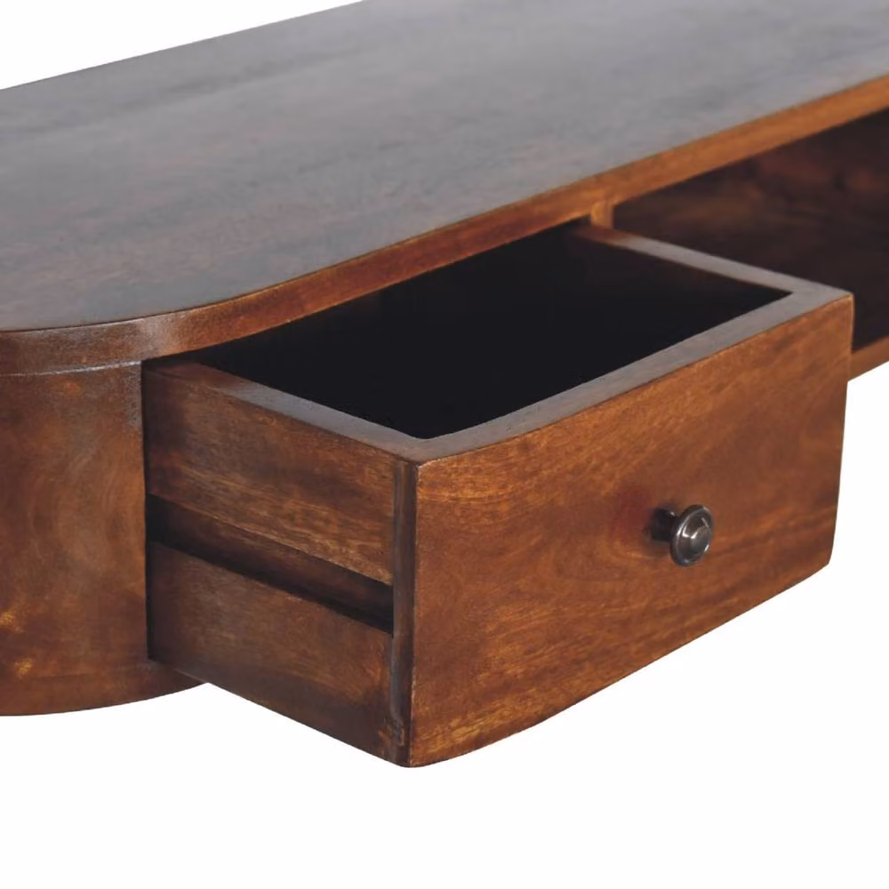 Wyld Haus Waimea Curved 2 Drawer Wall Mounted Mango Wood Console in Brown – 3