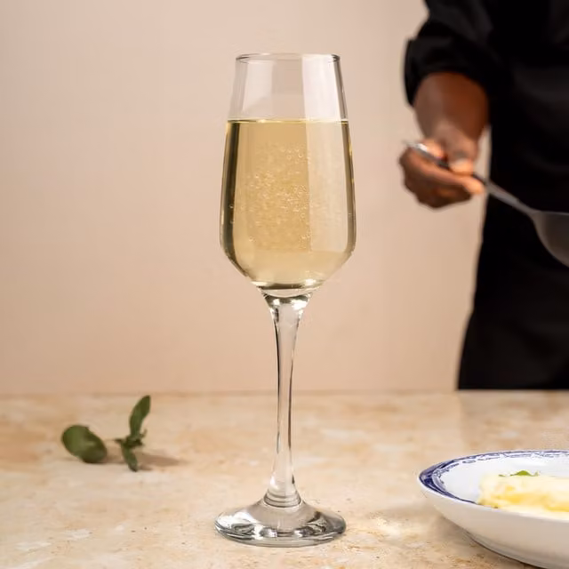 Homiu Florence White Transparent Lead-Free Crystal Champagne Flute Set of 6