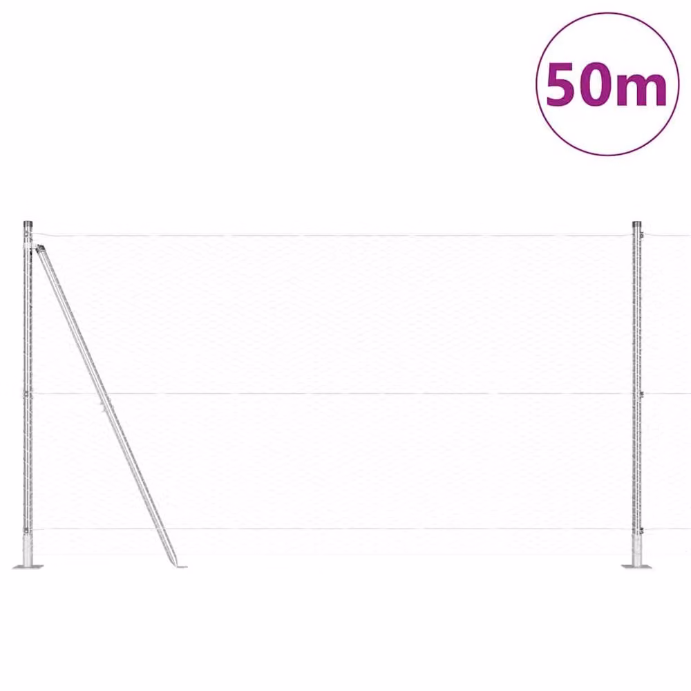 Berkfield Home Hexagon Fence in Silver Galvanised Steel, H: 120 cm x L: 50 m – 2