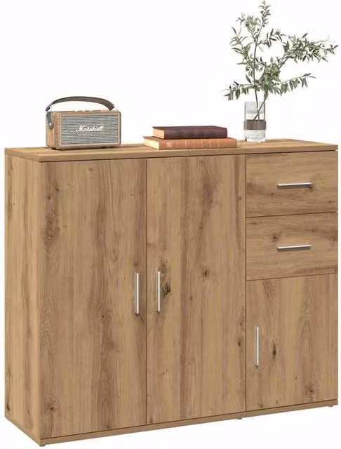 Berkfield Home Artisan Oak Sideboard in Brown, W/D/H: 91 x 29.5 x 75 cm