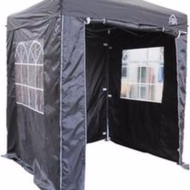 All Seasons Black Pop Up Gazebo with 4 Side Panels and Steel Frame