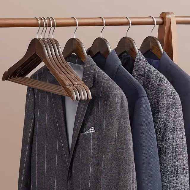 The Bazaarist 20-Pack Brown Wooden Hangers with 360 Degree Swivel Metal Hooks and Contoured Shoulders