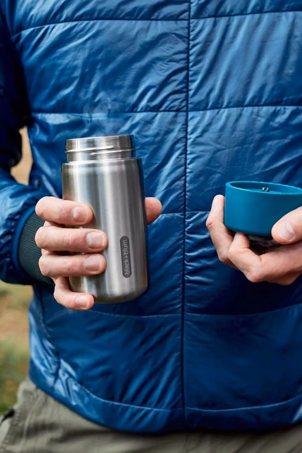 Black + Blum Insulated Stainless Steel Coffee Cup with Lid, Blue, 340ml – 10