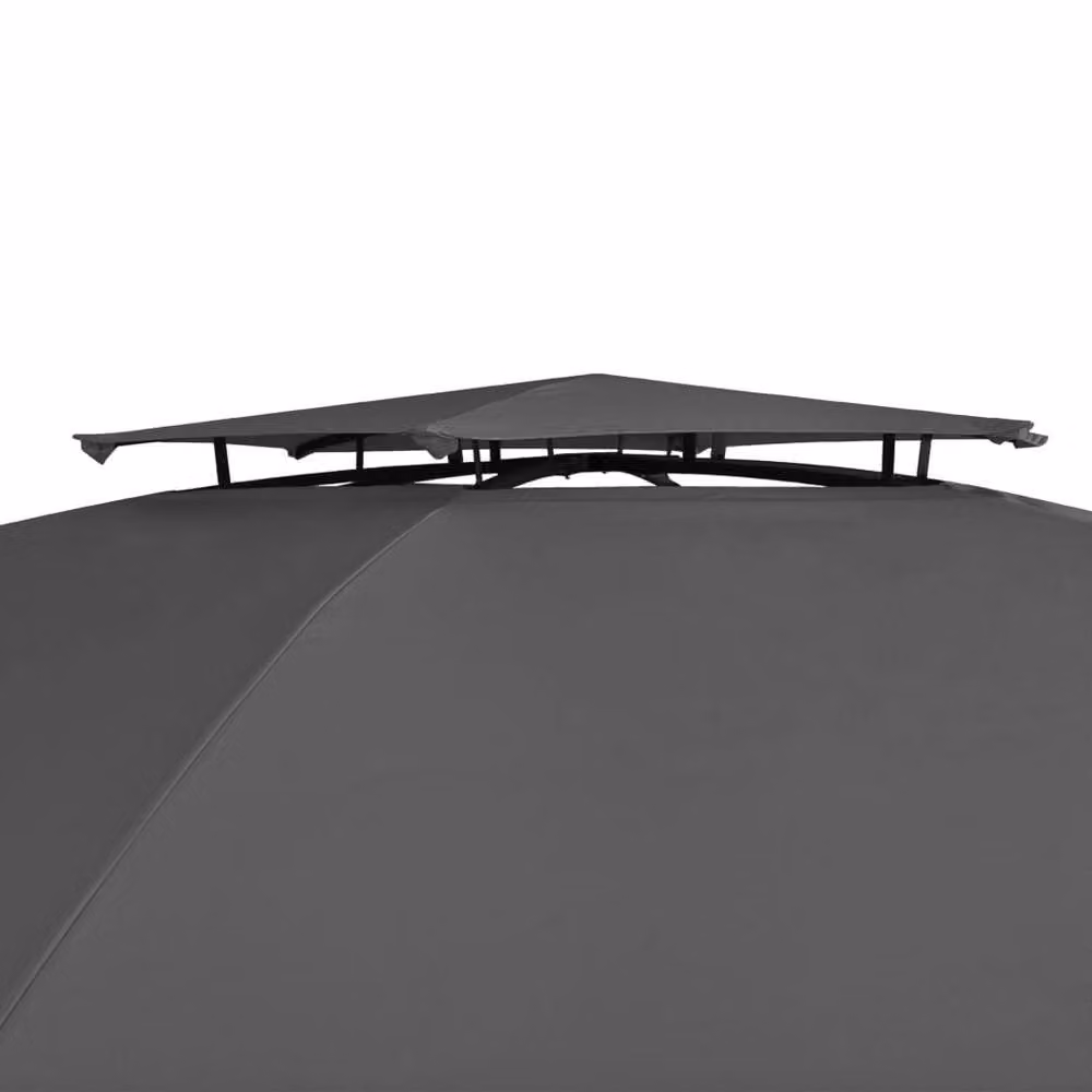 Berkfield Home Classic Garden Marquee Pavilion Tent with Curtains, Hexagonal, Anthracite Grey, W/D/H: 312 x 312 x 265 cm – 4