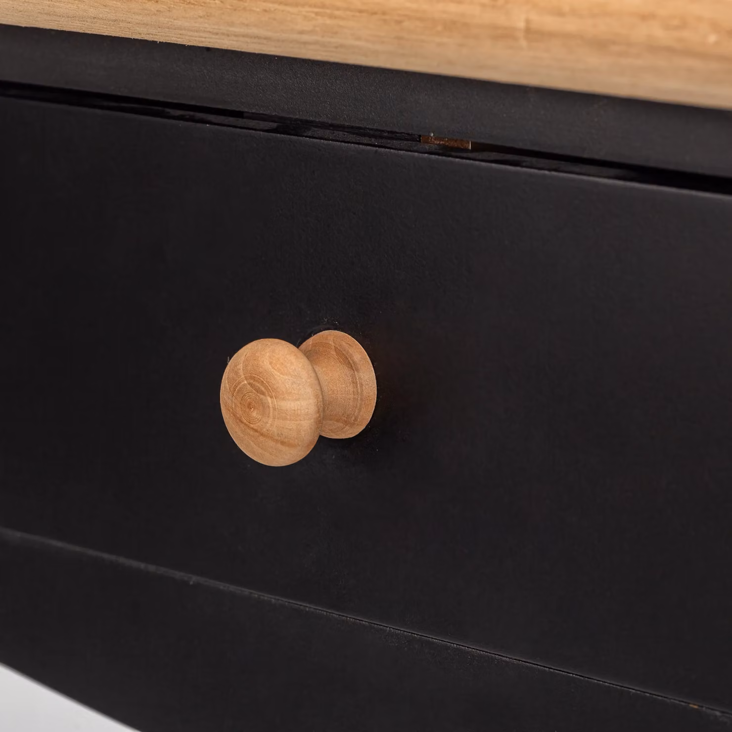 Nordlys Scandinavian Style Black Lacquered Beech Wood Bedside Table – 6
