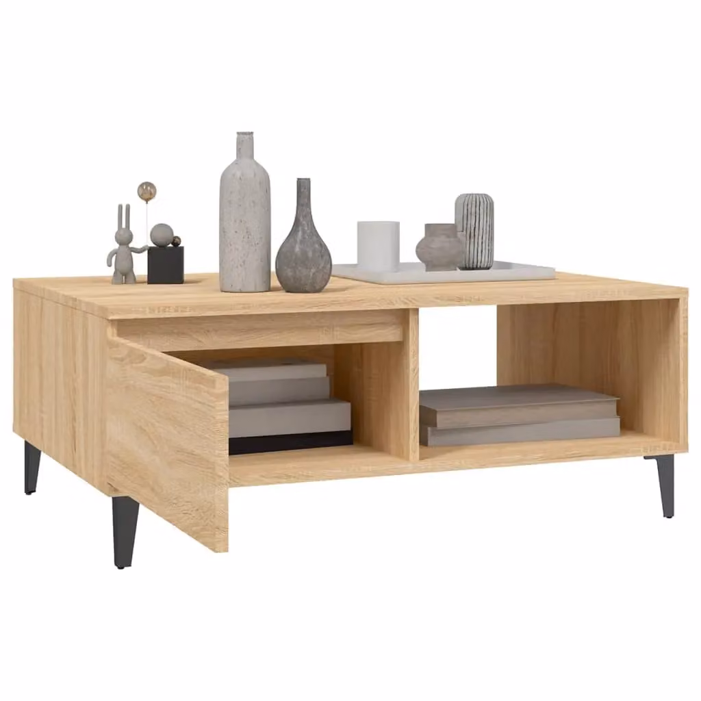 Berkfield Home Sonoma Oak Coffee Table in Brown, W/D/H: 90 x 60 x 35 cm – 2