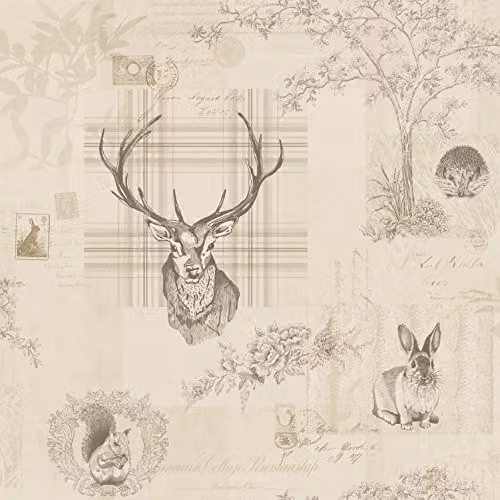 Holden Decor Imaginarium Collection Paper Wallpaper in White and Beige, W: 0.53 m, H: 10.05 m