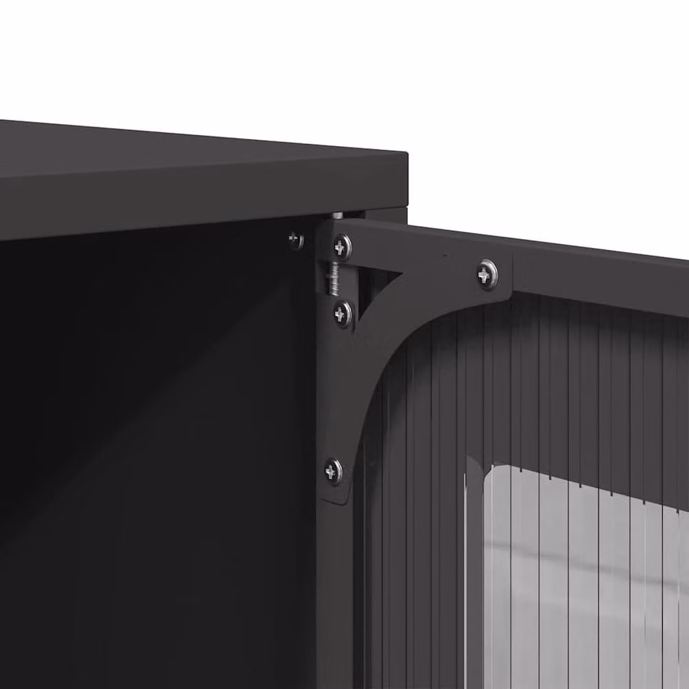 Berkfield Home Black Steel Highboard with Glass Doors, W/D/H: 68 x 39 x 107 cm – 3