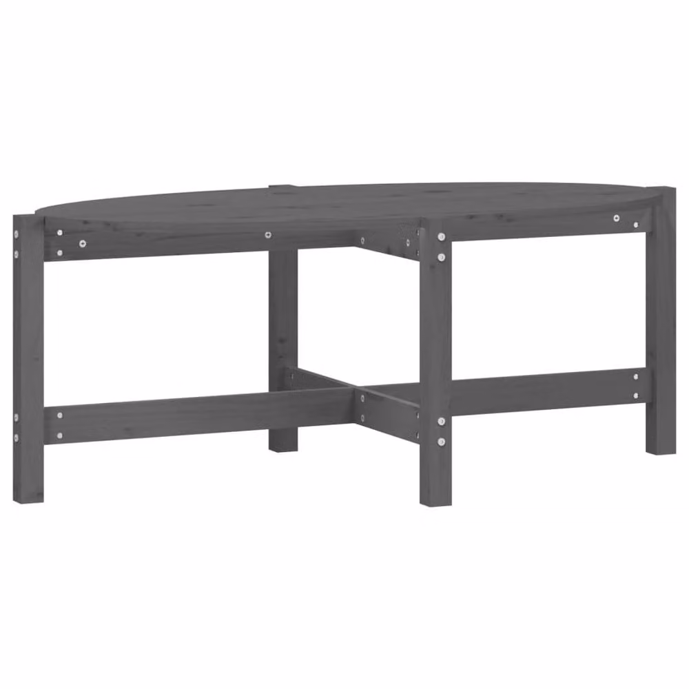 Berkfield Home Beautiful Grey Solid Wood Pine Coffee Table W/D/H: 118 x 63 x 45 cm – 2
