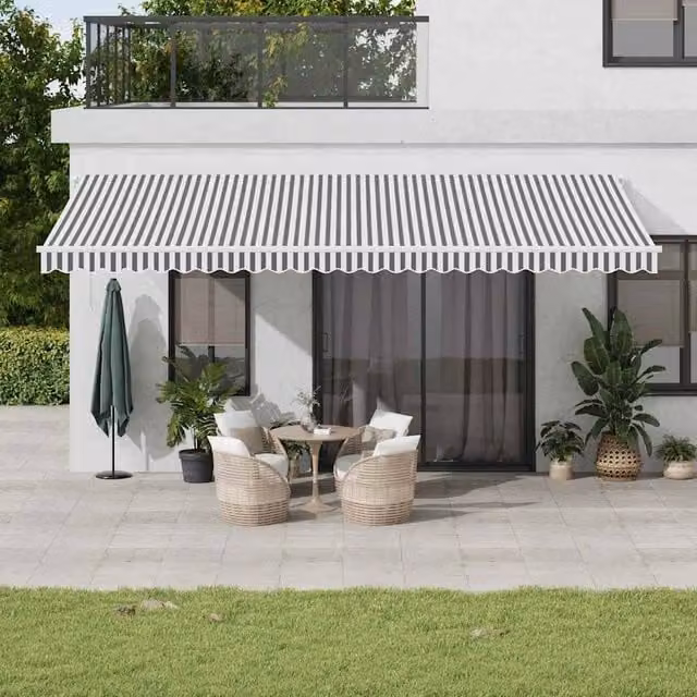Berkfield Home Manual Retractable Awning in Anthracite and White, W: 600 cm, D: 300 cm