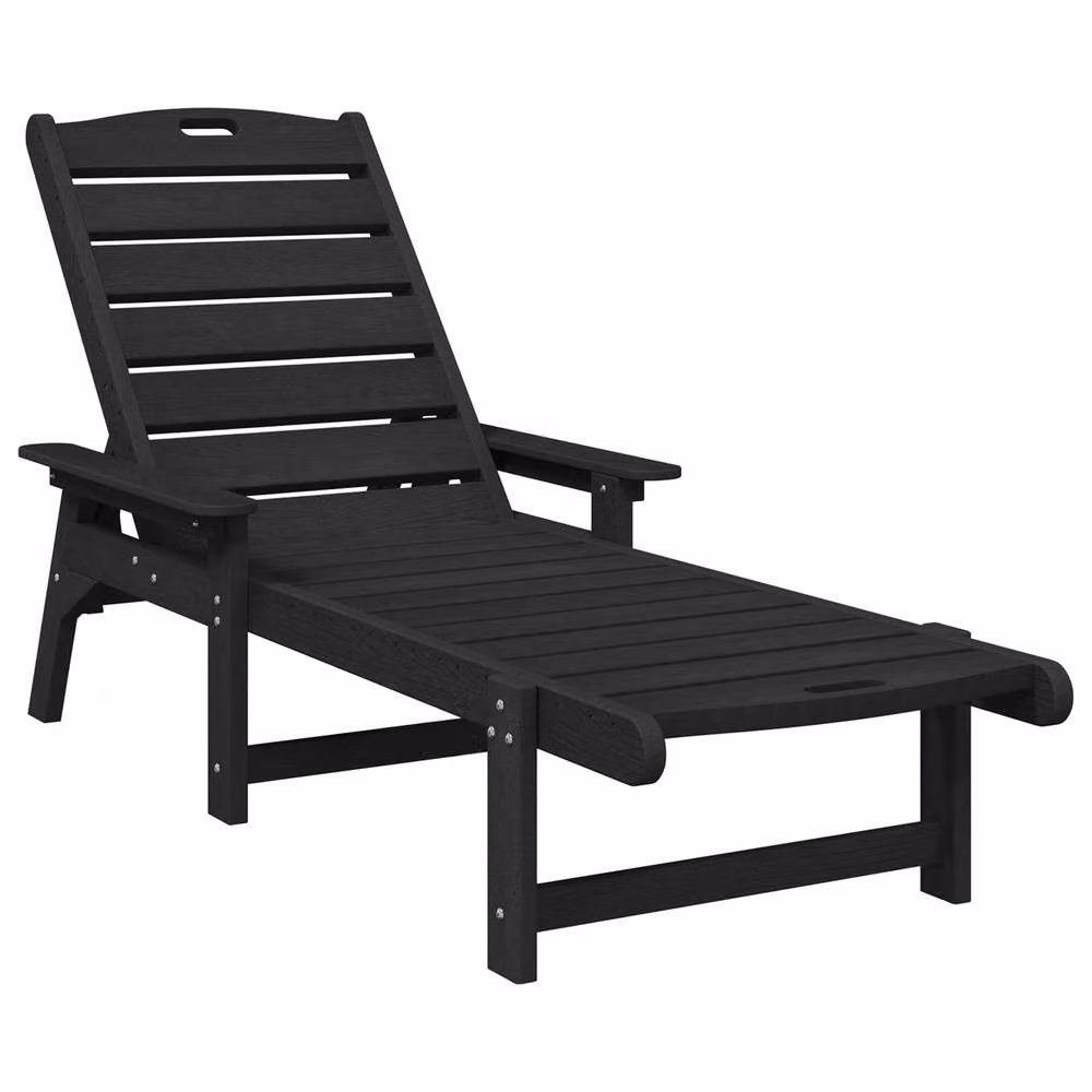 Berkfield Home Set of 2 Black Sun Loungers with Adjustable Headrests and Armrests, W/D/H: 162 x 53 x 98.5 cm – 2