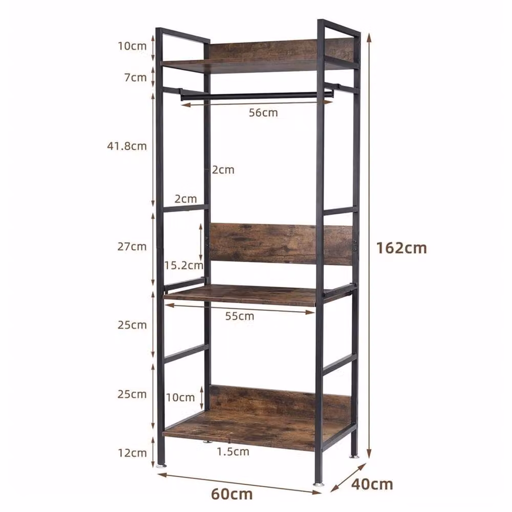 Havendro Industrial Entryway Coat Rack with Adjustable Storage Shelf in Black – 2