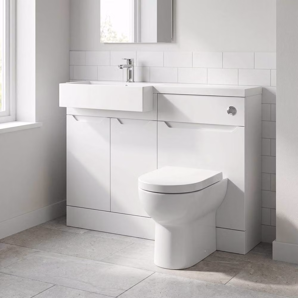 Balterley Teddesley Compact 2 Door Vanity Basin and WC Unit, Matt White, W: 110 cm – 1