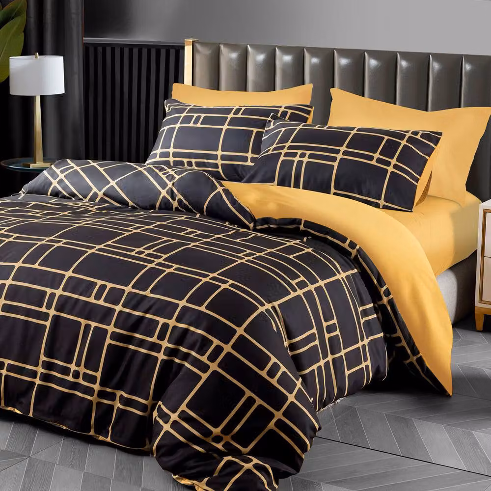 Pamposh Reversible Microfibre Duvet Cover and Pillowcase Set in Gold, Single Size (90 x 200 cm) – 3